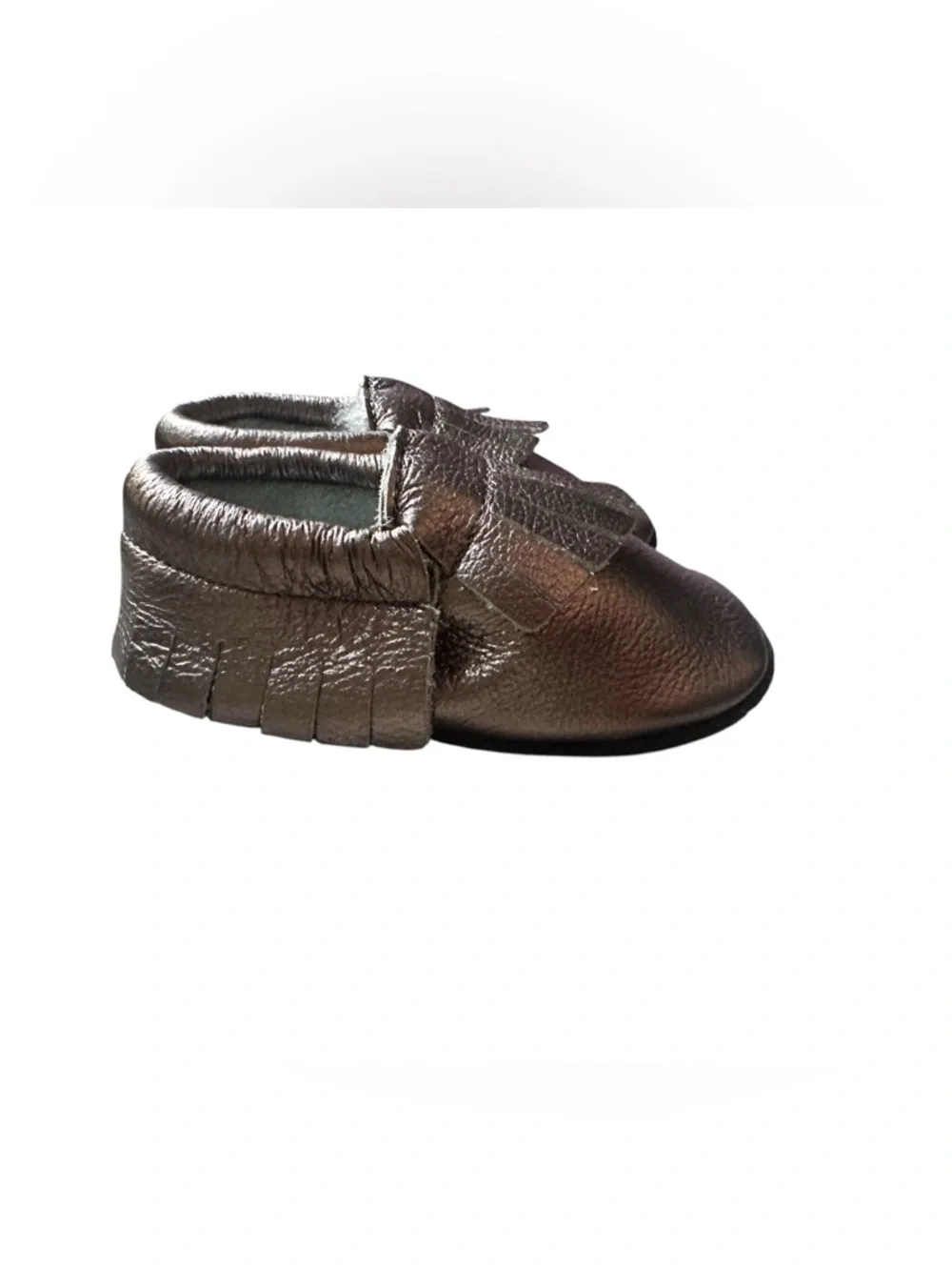 Mia’s Moccs Leather Ruffle Shoe Toddler Size 6‎ Gold NWOT